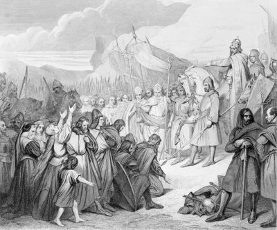 Charlemagne receives the Surrender of Witikind at Paderborn in 785, engraved by Joubert by Ary Scheffer